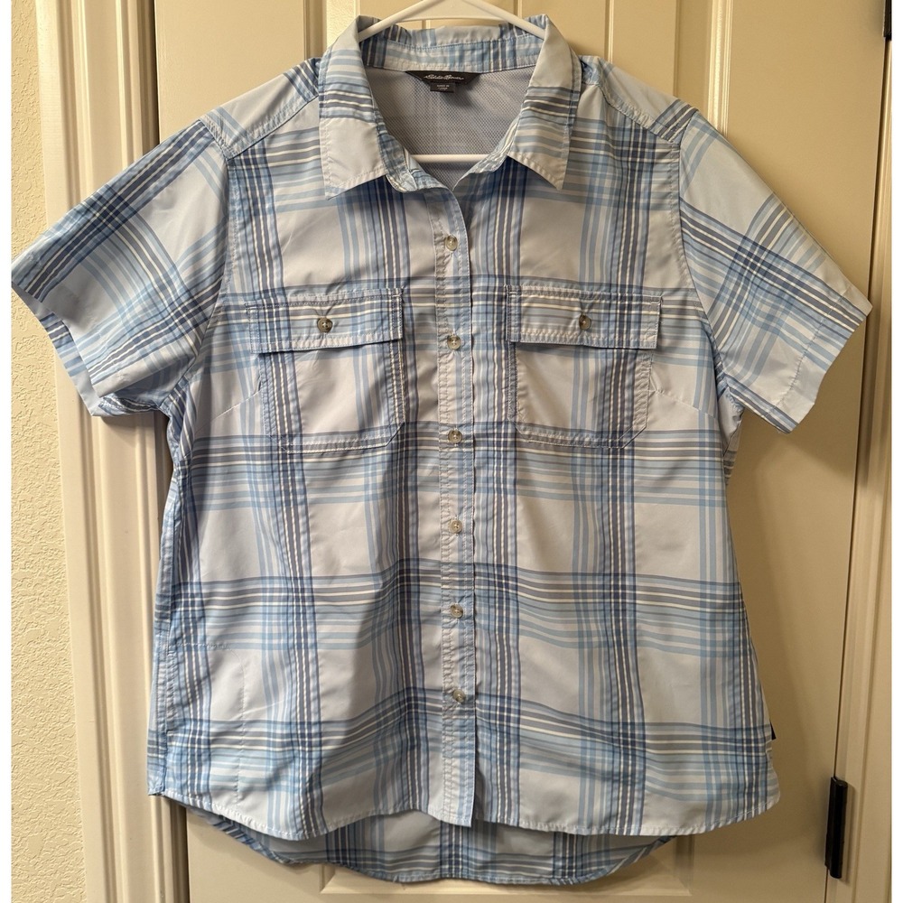 Lot of 2 Eddie Bauer Women's Adventure Shirts Size L Plaid Moisture Wicking - Picture 2 of 15